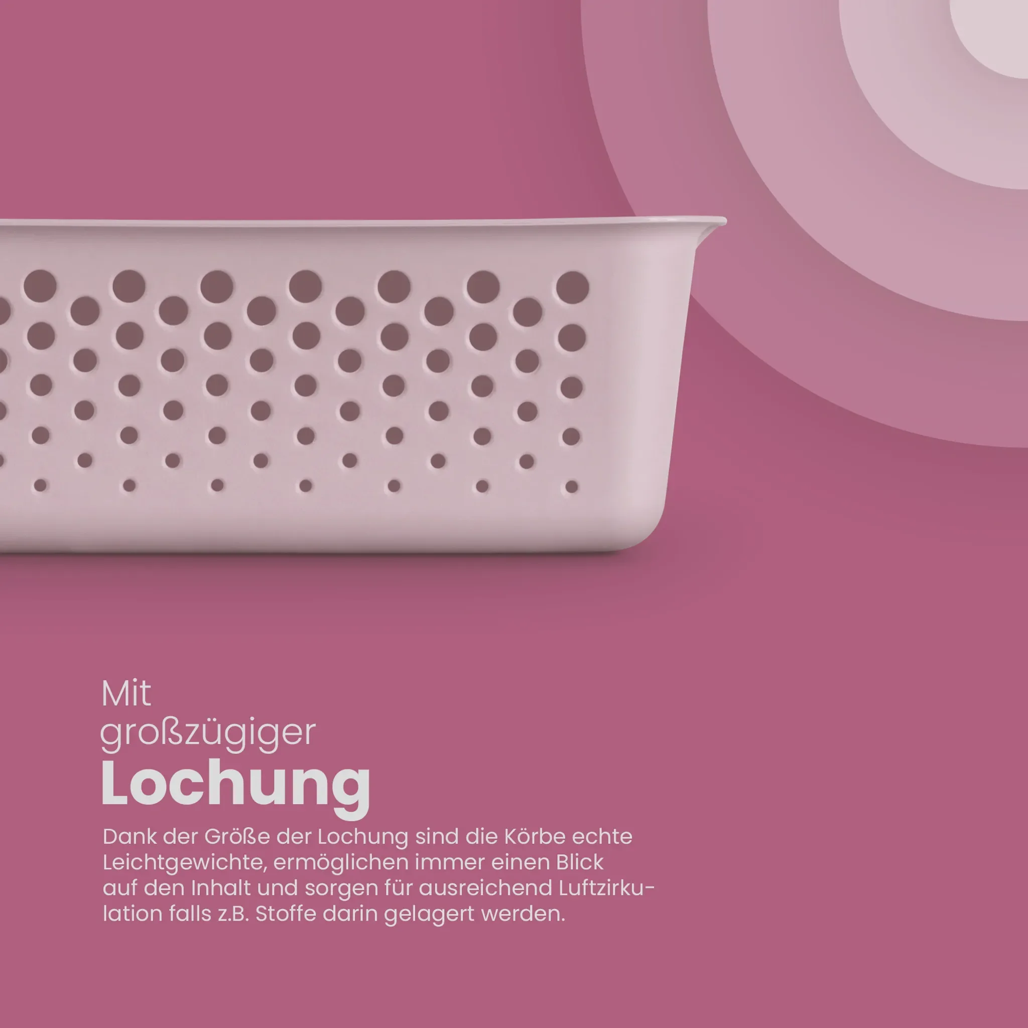 Aufbewahrungskorb 2 L mit Griffen – 2er-Set, rosa, ca. 25 × 16 × 8 cm